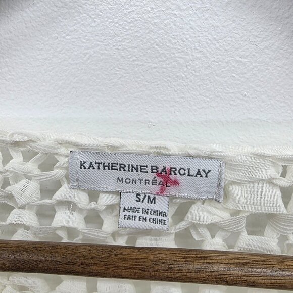 Womens S/M Ivory Open Knit Sheer Chiffon Back Sweater Boho Layered Festival - Picture 10 of 16